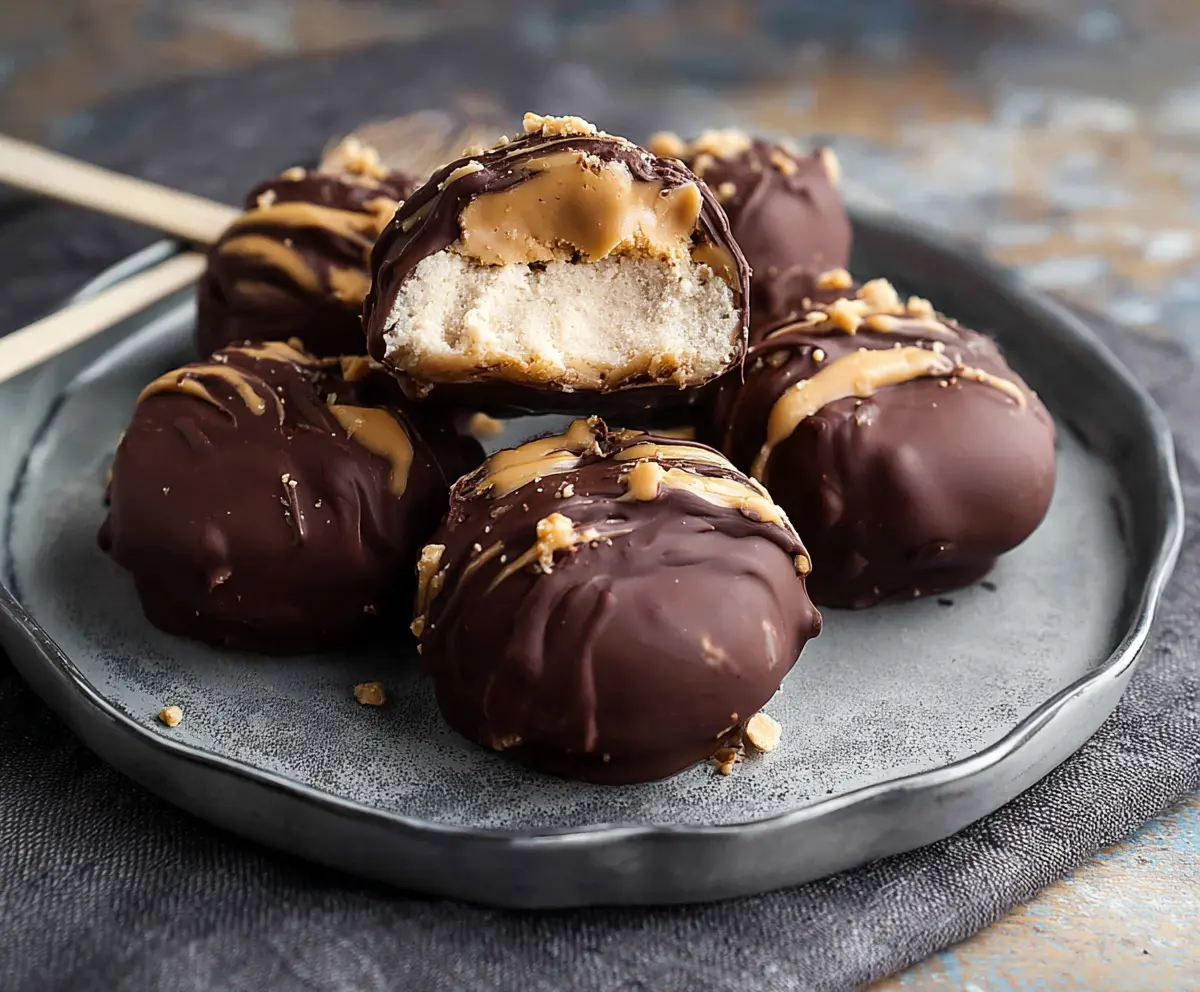 Delicious homemade Chocolate Peanut Butter Frozen Yogurt Bites served in a small dish.