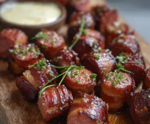 Hasselback Kielbasa Bites served on a platter with dipping sauce, crispy and flavorful appetizer.