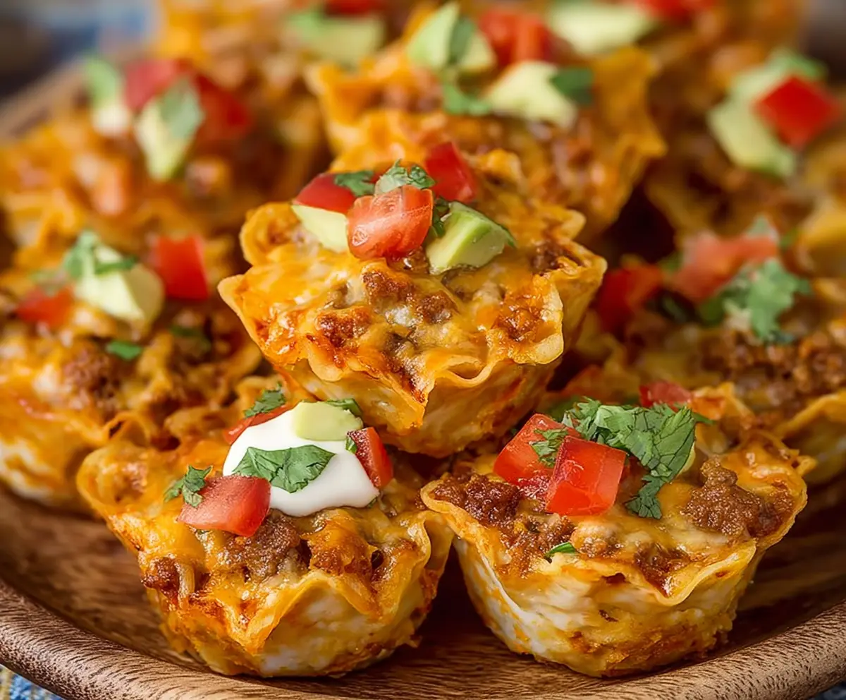 Delicious Taco Ranch Bites served on a platter with fresh toppings and cheese.