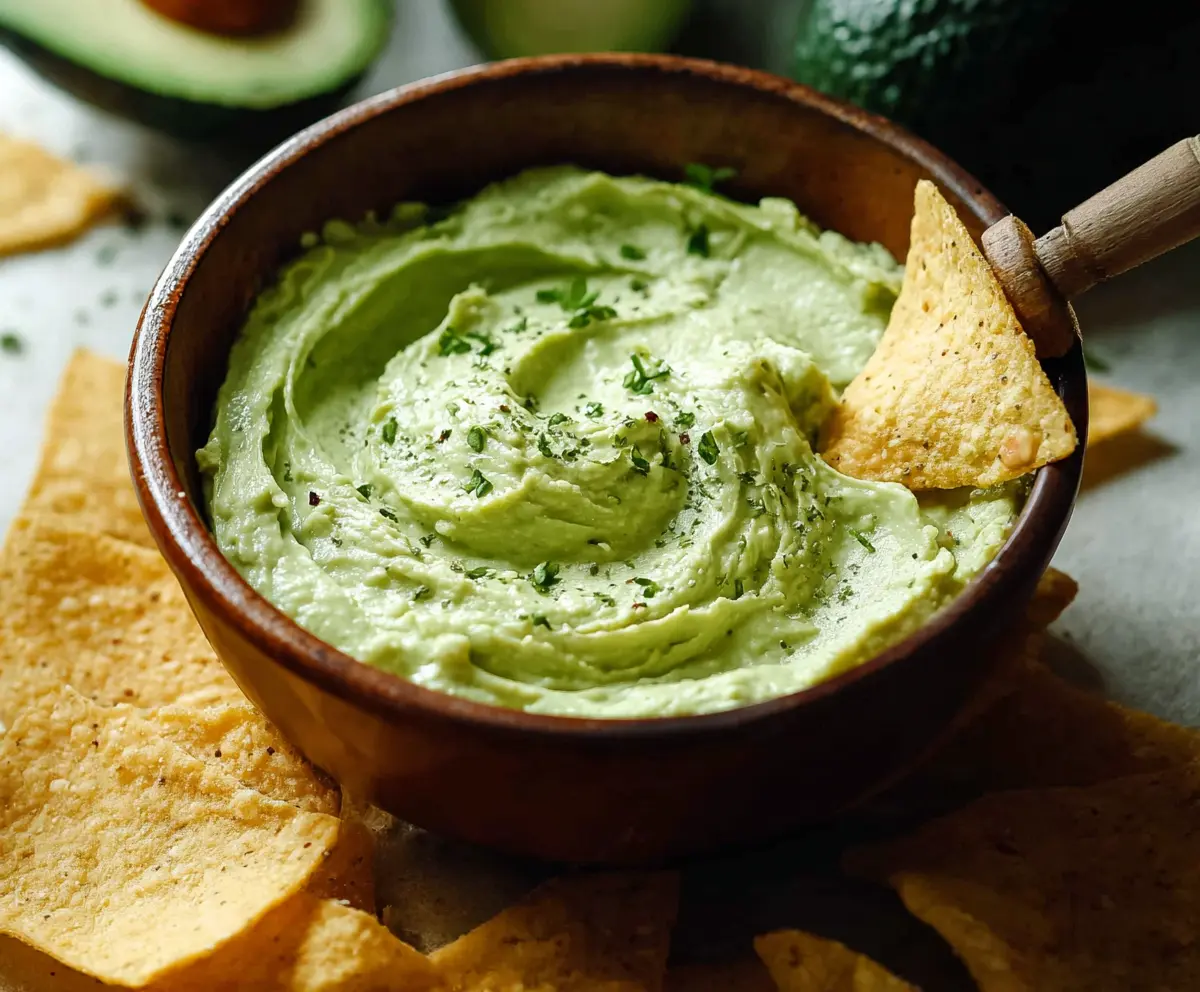 Creamy avocado dip served with fresh vegetables for a healthy snack.