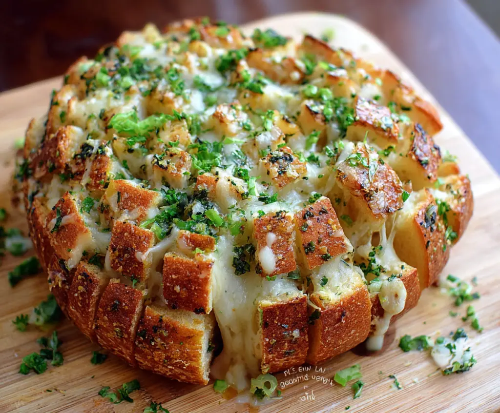Delicious Bloomin Onion Garlic Bread with crispy edges and flavorful garlic seasoning.