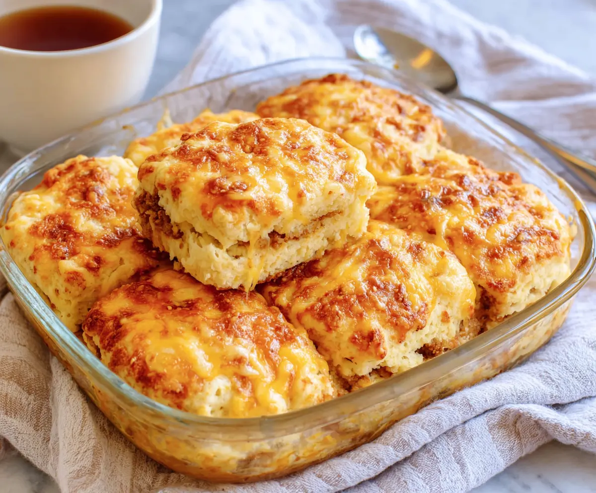 Golden breakfast butter swim biscuits served hot with melted butter on top.