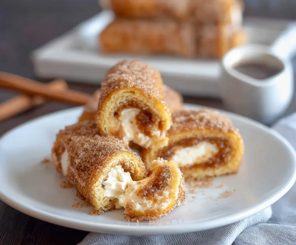 Delicious cinnamon cream cheese roll ups served fresh, perfect for breakfast or snacks.
