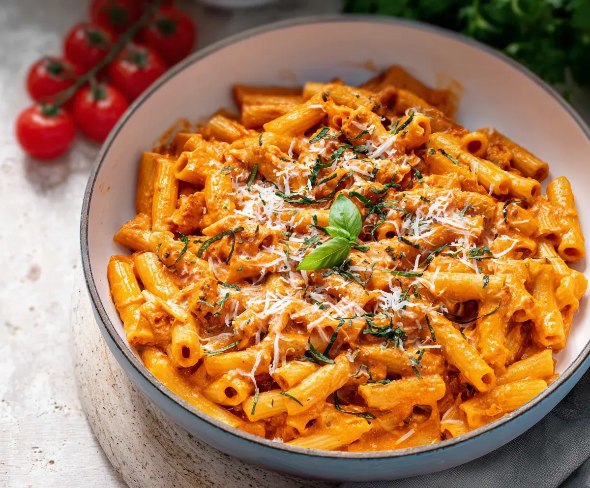 Creamy cottage cheese pasta sauce with herbs and spices, perfect for a healthy meal.