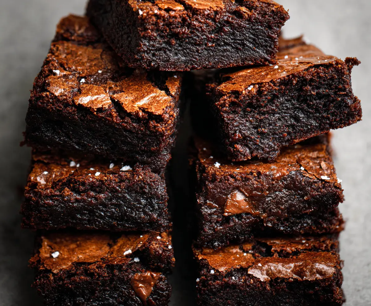 Delicious homemade sourdough discard fudgy chocolate brownies with a rich, moist texture.