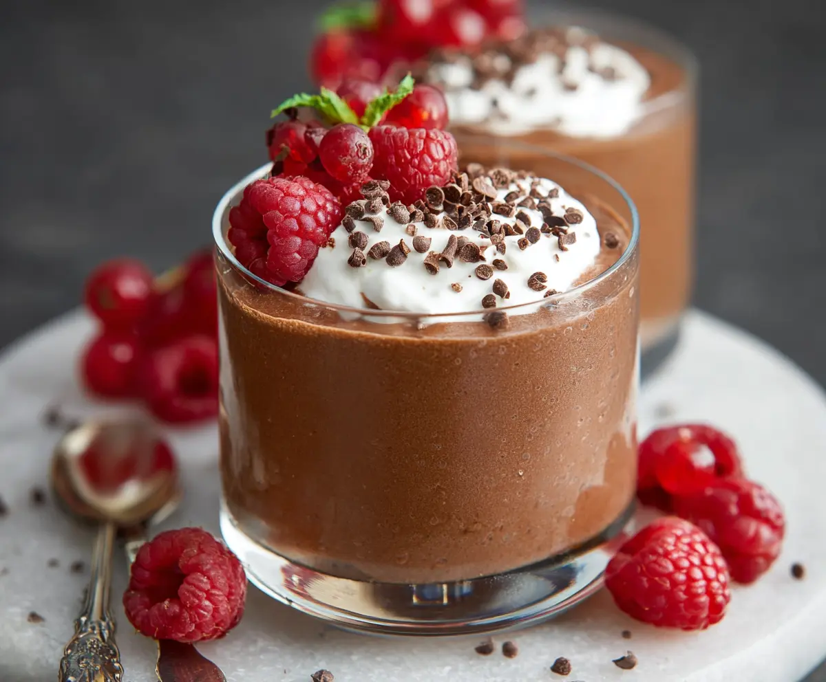 Delicious creamy cottage cheese chocolate mousse served in a bowl, perfect for dessert lovers.