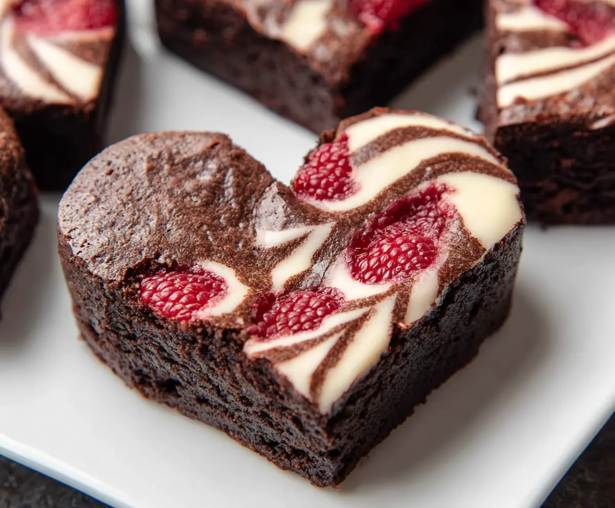 Delicious heart-shaped brownies with rich chocolate and a glossy finish, perfect for Valentine's Day or special occasions.