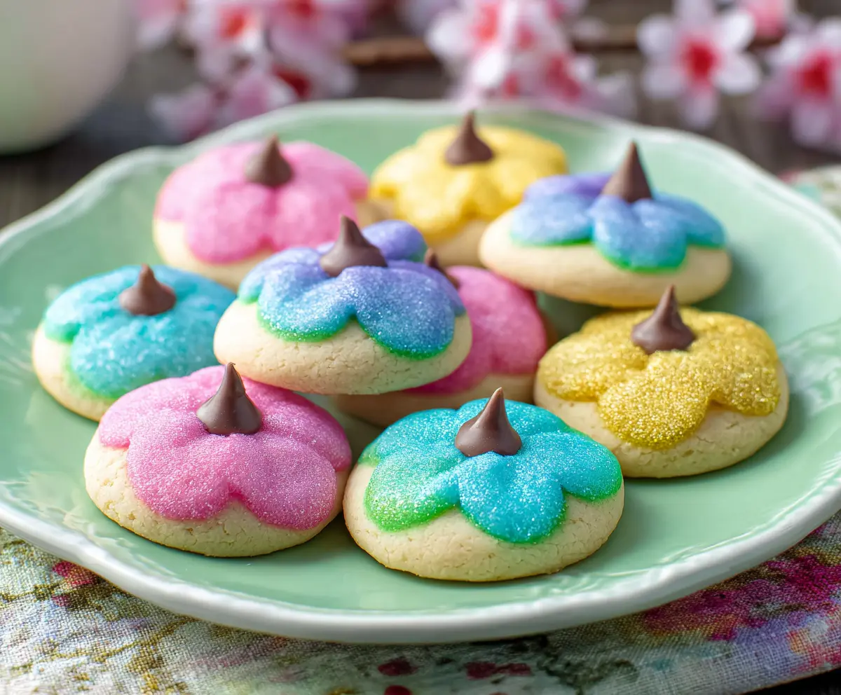 Decorative Easter Blossom Cookies with colorful icing and floral details for spring celebration