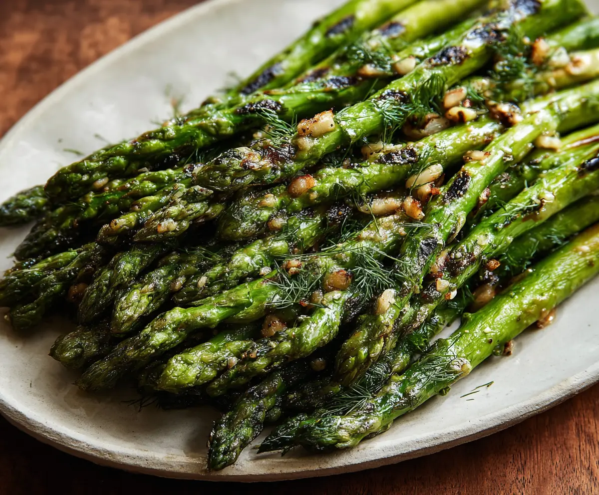 Delicious grilled asparagus spears on a barbecue grill, perfect for healthy side dishes.