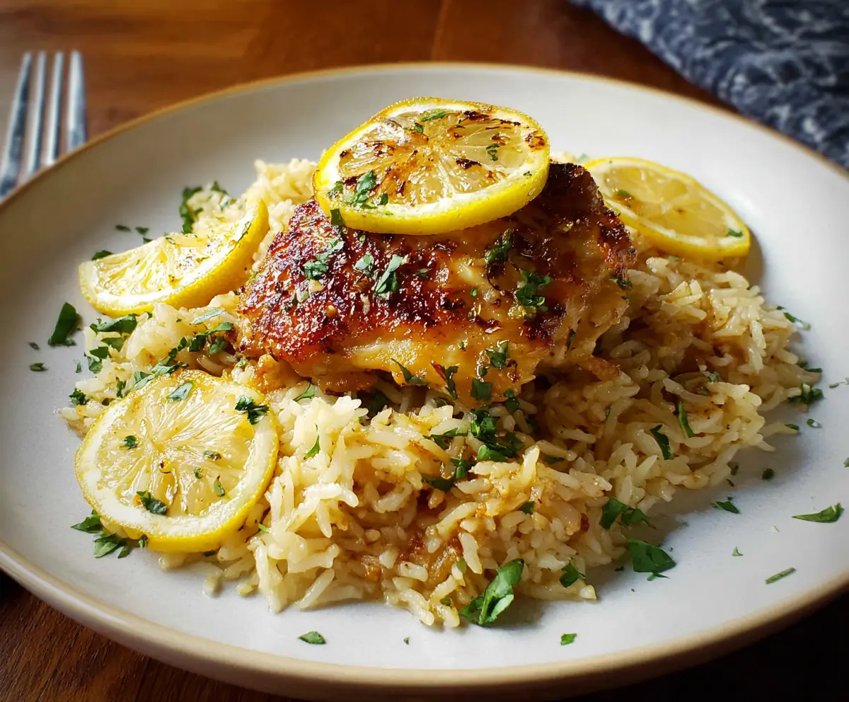 Delicious lemon chicken served with fluffy rice on a plate, perfect for a flavorful dinner recipe.