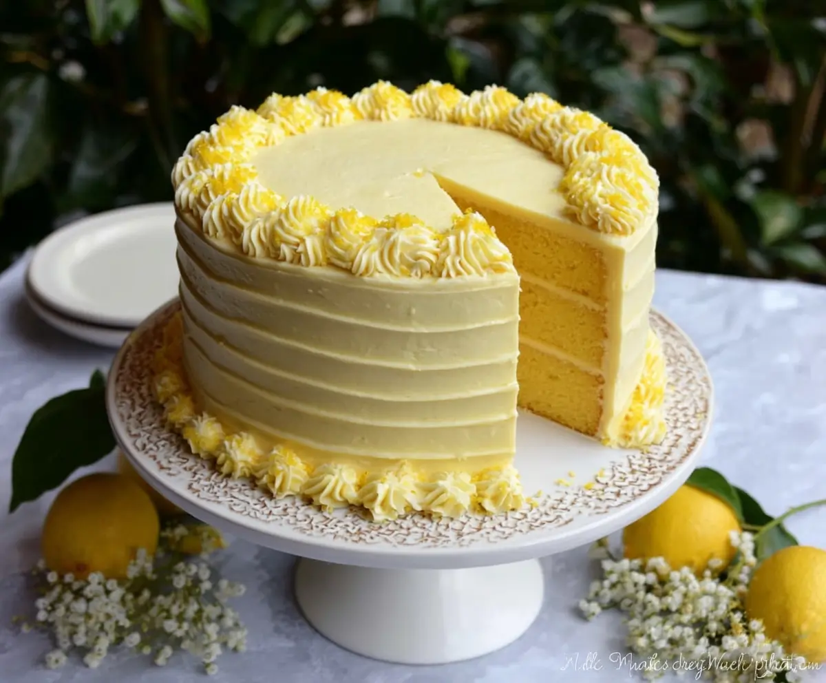 Delicious Lemon Velvet Cake with lemon zest and creamy frosting, perfect for celebrations.