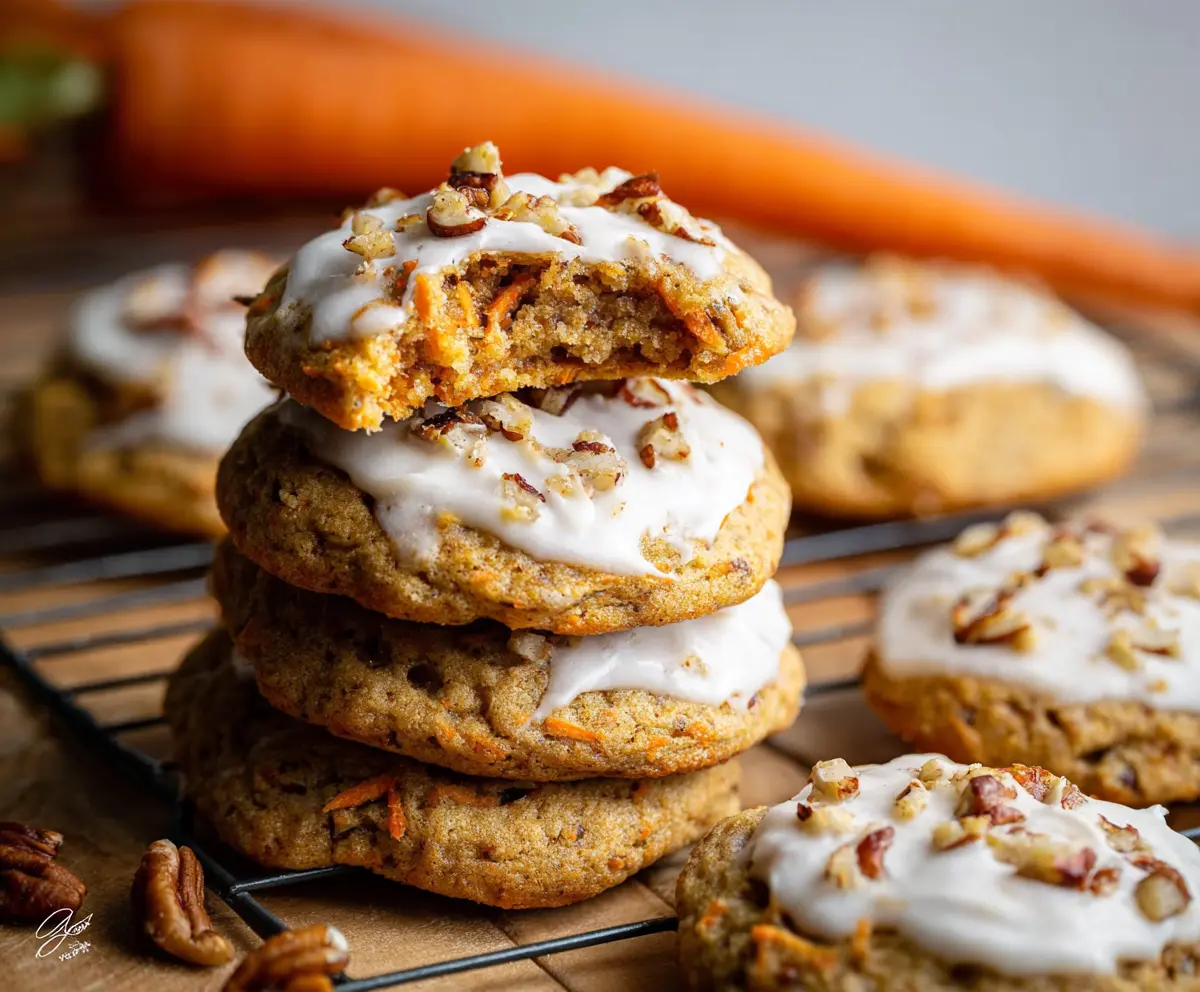 Delicious homemade carrot cake cookies with cream cheese frosting