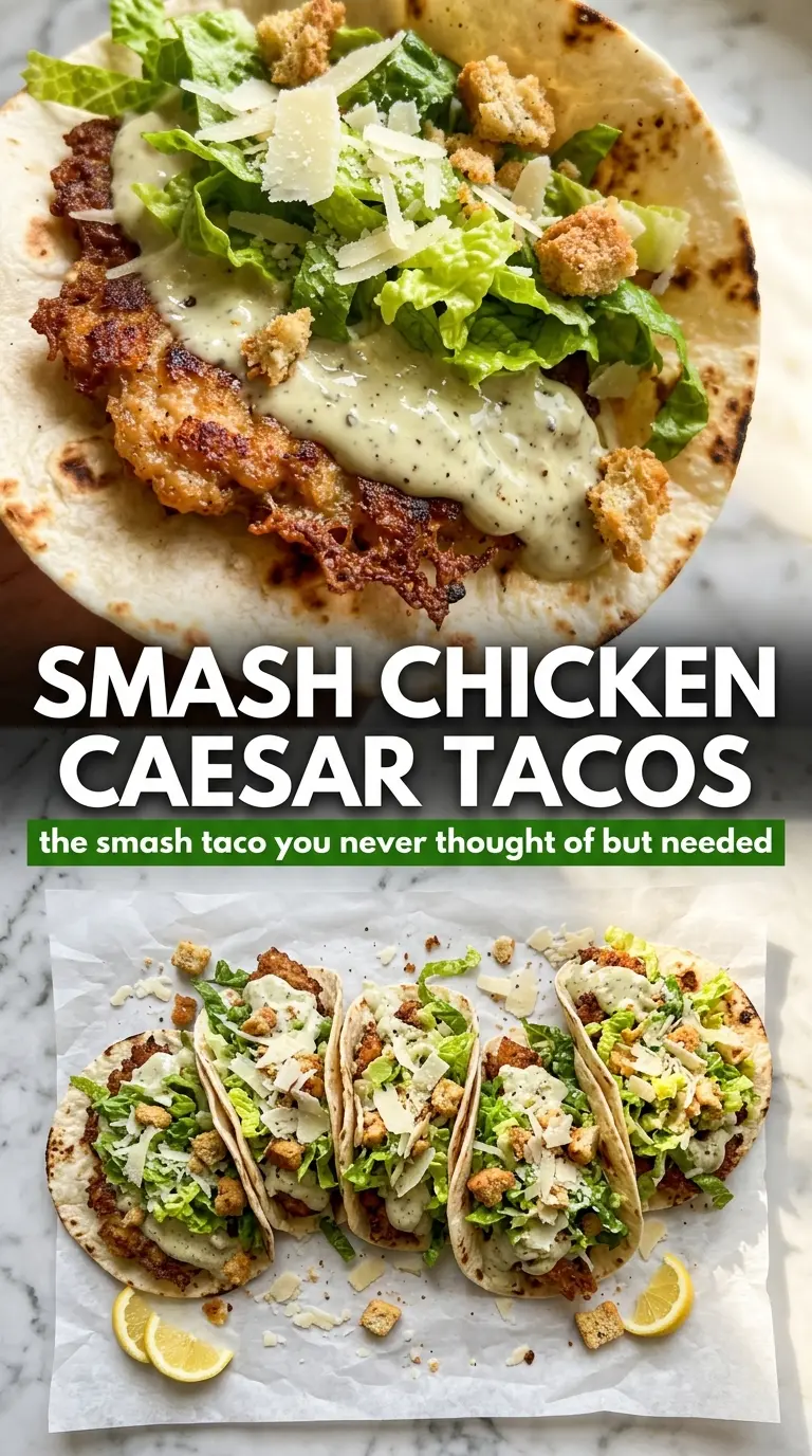 Smash Chicken Caesar Tacos crispy chicken romaine Caesar