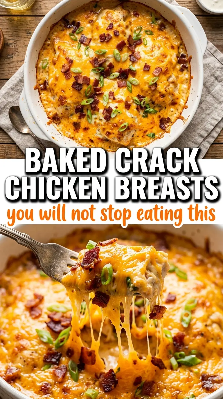 Baked crack chicken breasts creamy ranch bacon cheddar