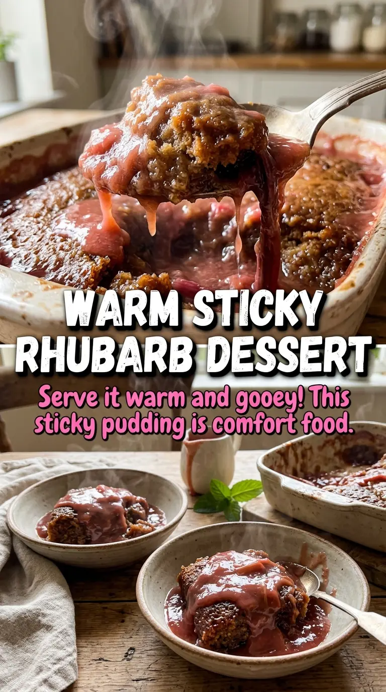 Baked Sticky Rhubarb Pudding tart rhubarb toffee sauce