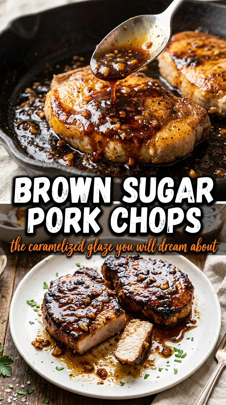Cooked pork chops or roast with sauce