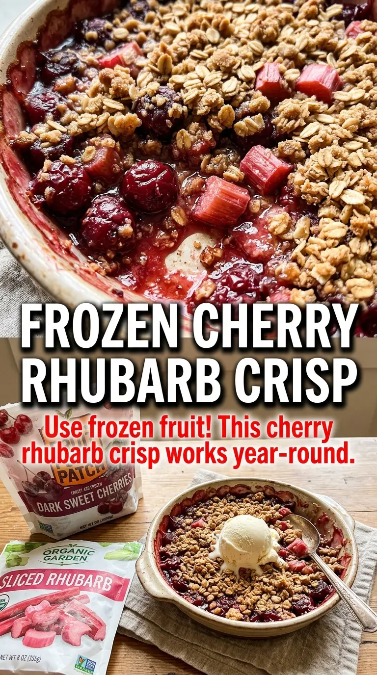 Cherry Rhubarb Crisp, tart fruit, oat topping