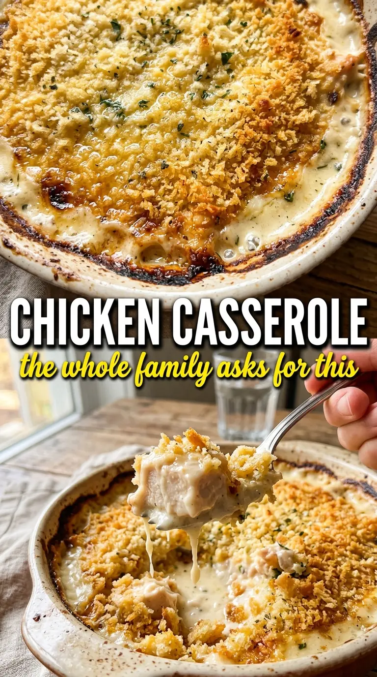 Baked chicken casserole in a dish