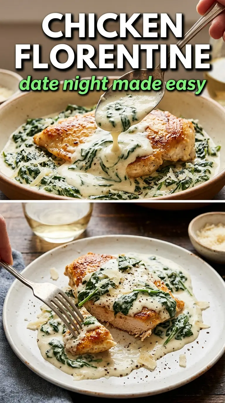 Chicken Florentine silky cream sauce, spinach, Parmesan
