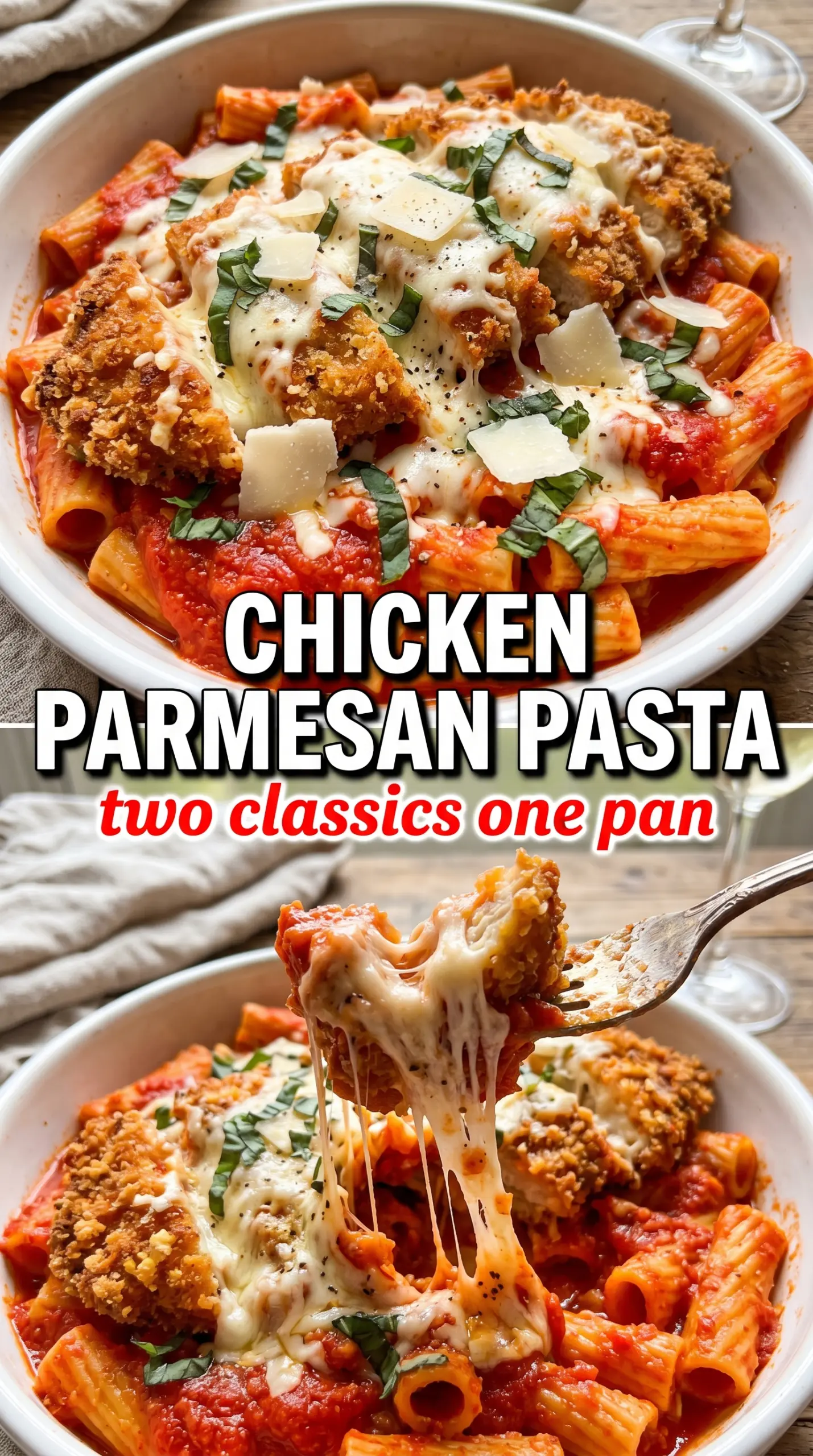 Plated chicken pasta with sauce