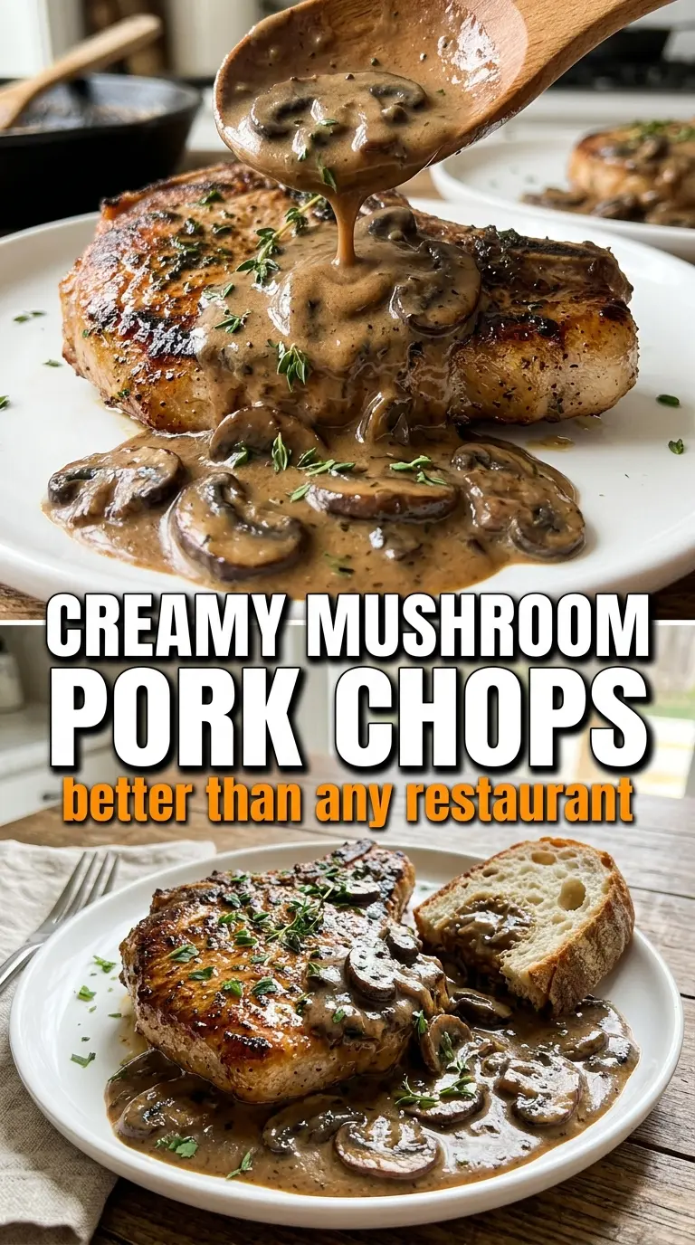 Creamy Mushroom Pork Chops savory skillet sauce
