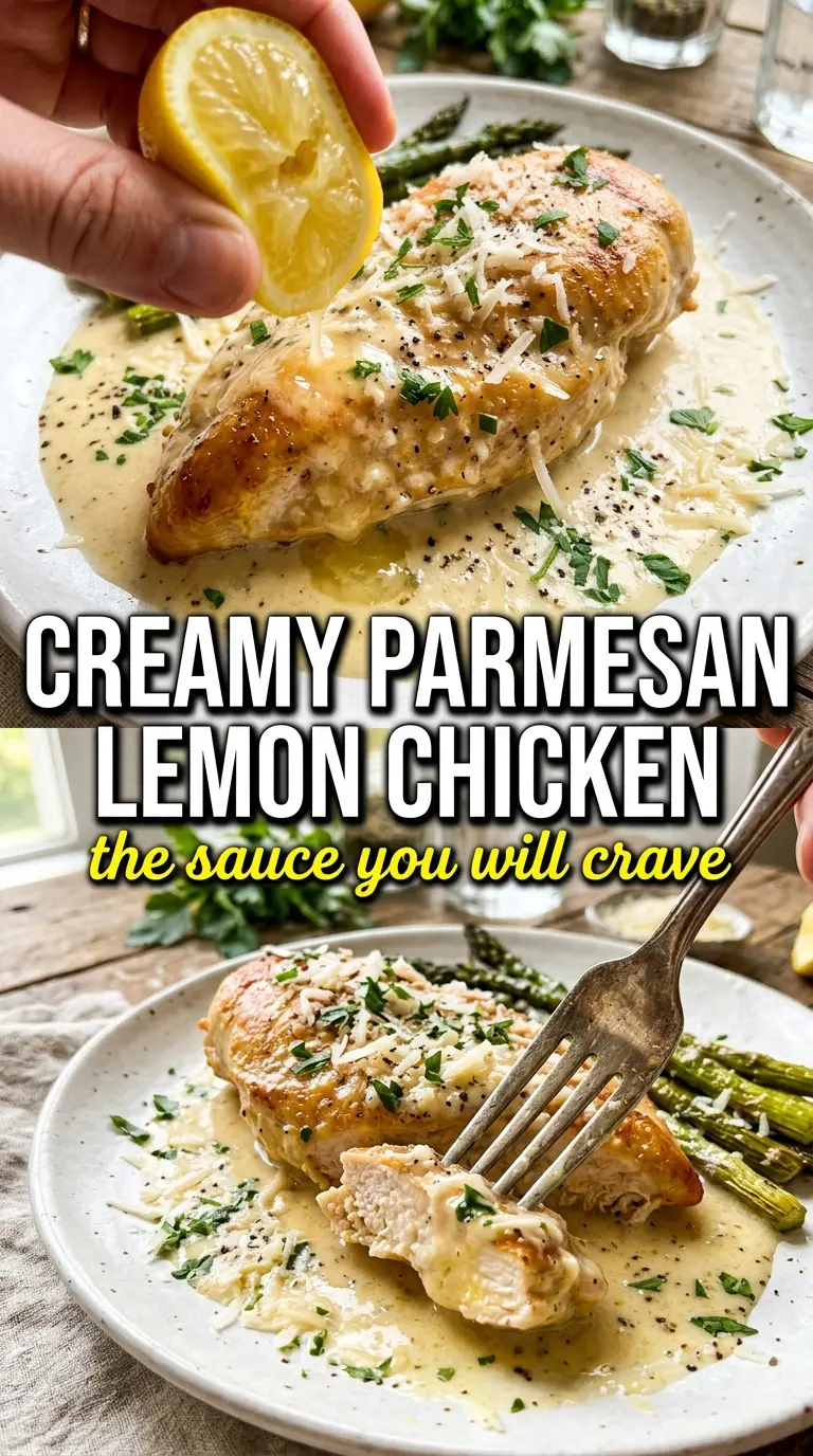 Creamy Parmesan Lemon Chicken, golden skillet, lemony sauce