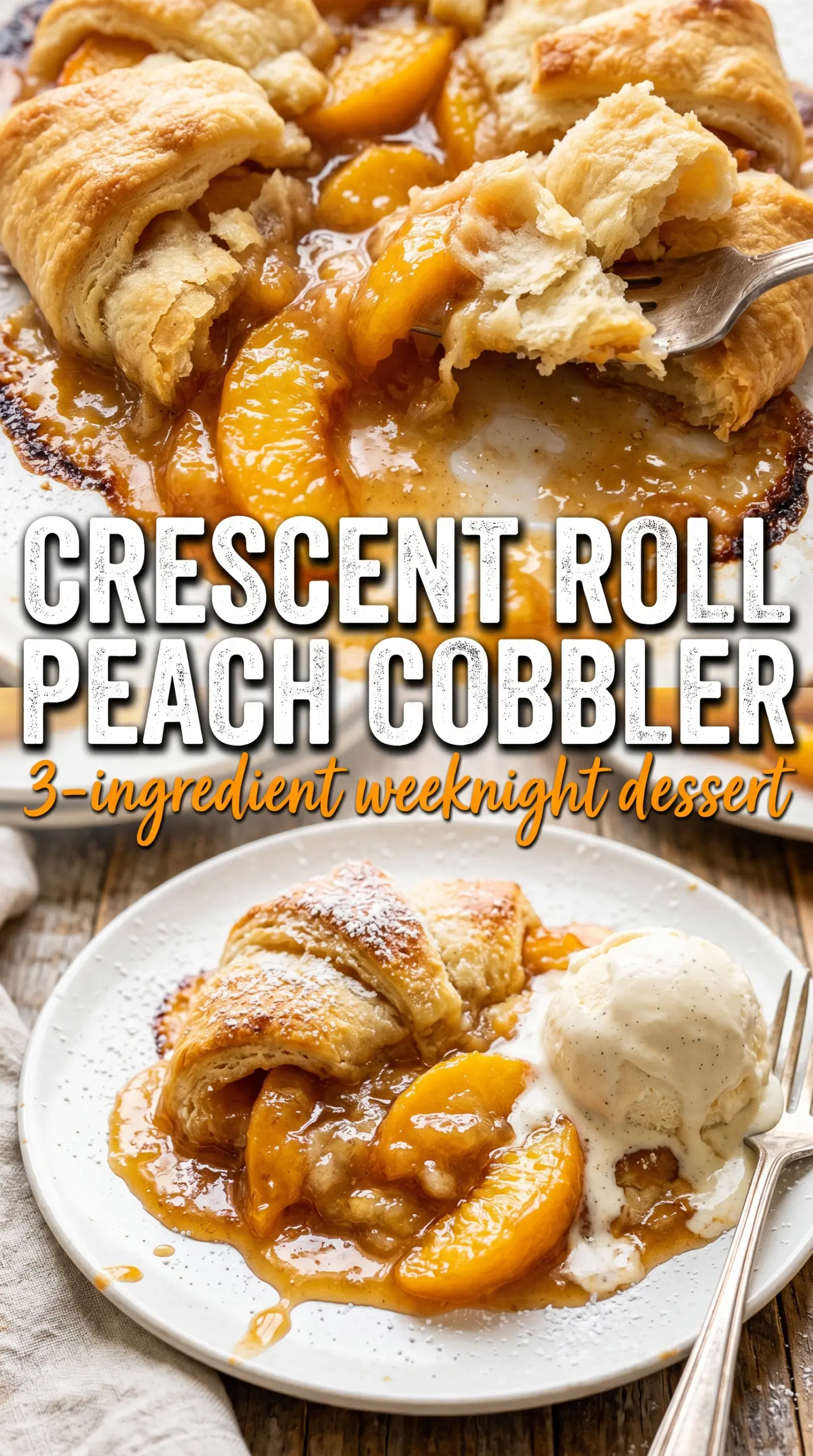 Crescent Roll Peach Cobbler flaky buttery peaches