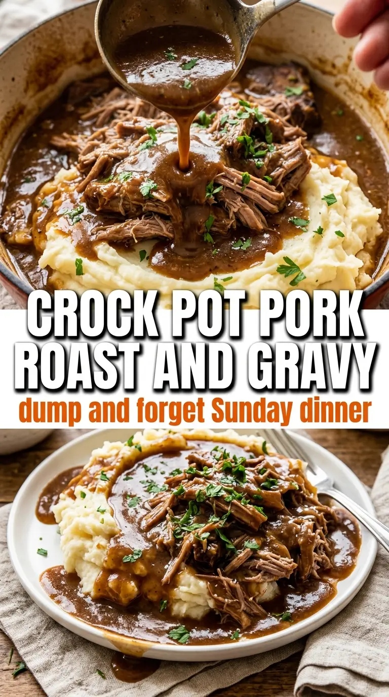 Crock Pot Pork Roast and Gravy fork-tender savory