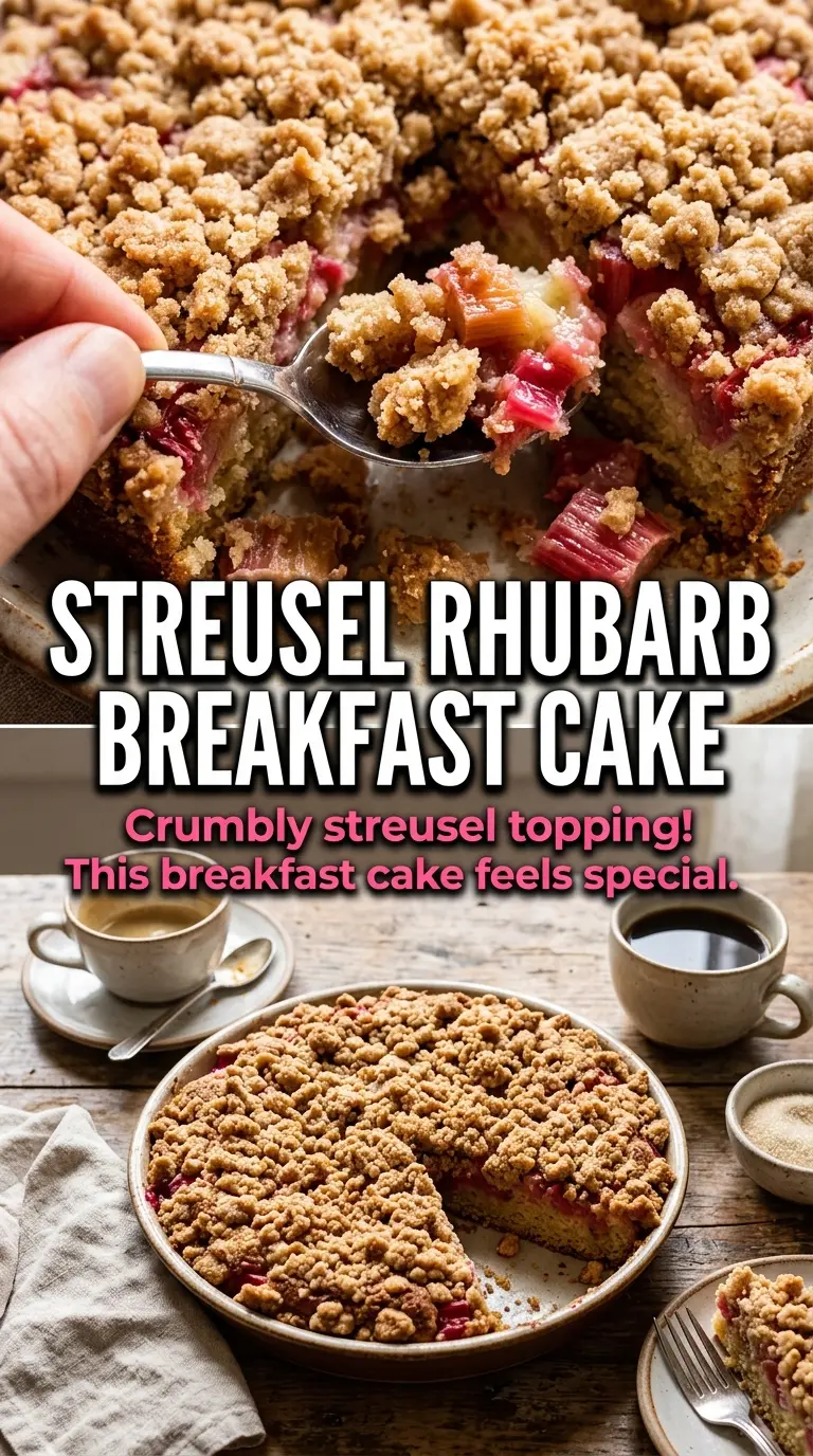 Easy Rhubarb Breakfast Cake tender crumb cinnamon sugar