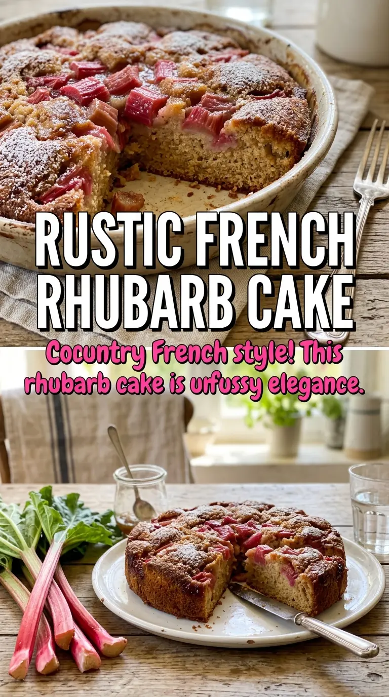 French Rhubarb Cake rustic rhubarb dessert