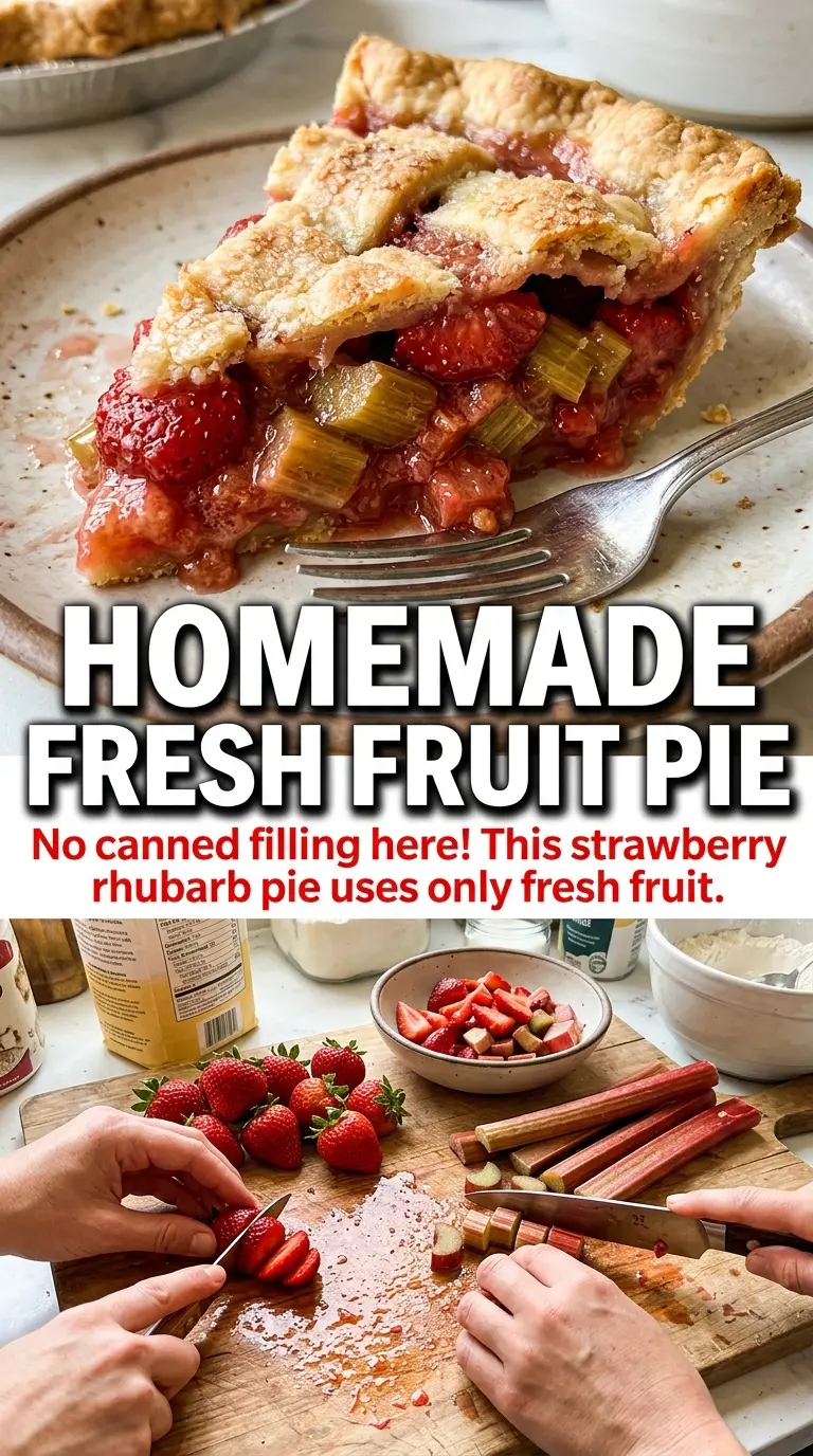 Fresh Strawberry Rhubarb Pie jewel-toned lattice