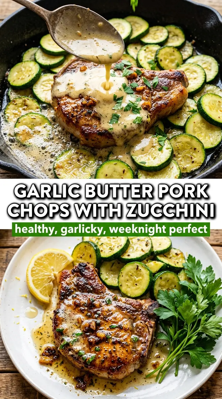 Garlic Butter Pork Chops with Zucchini juicy seared one-pan