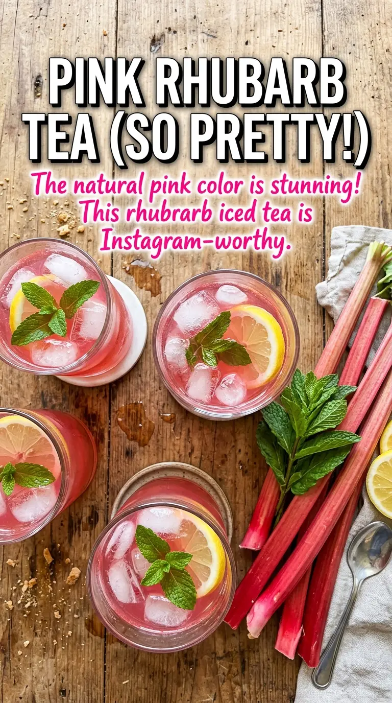 Grandma's Iced Rhubarb Tea pink iced tea mint lemon