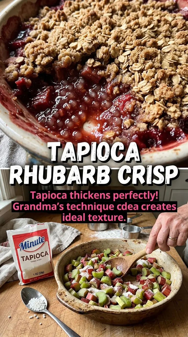 Grandma's Rhubarb Crisp, buttery oat topping, old-fashioned dessert