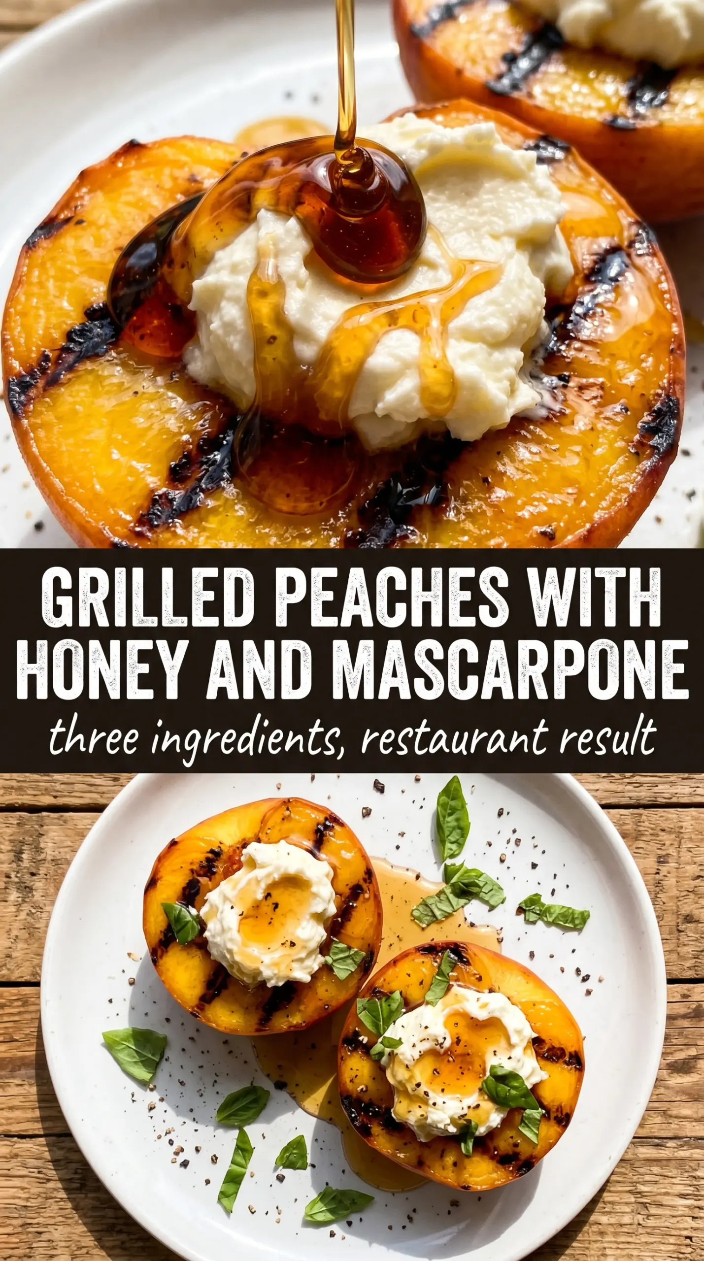 Grilled Peaches with Honey and Mascarpone caramelized creamy