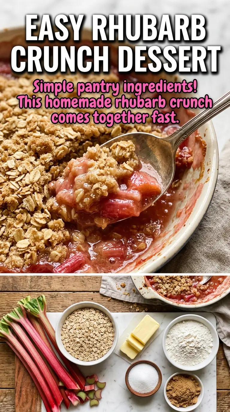 Homemade Rhubarb Crunch sweet-tart oat topping