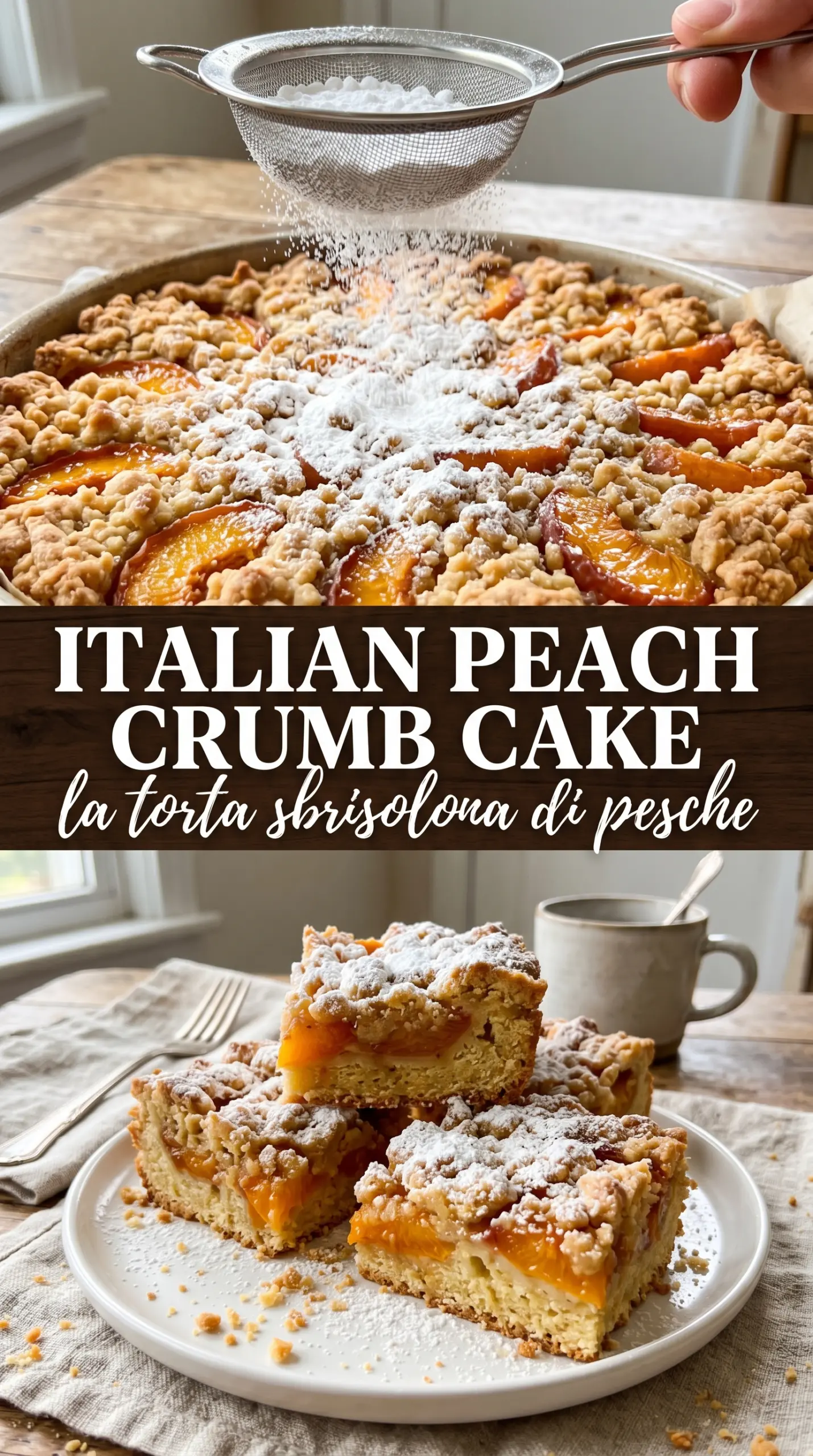 Italian Peach Crumb Cake rustic crumble peaches