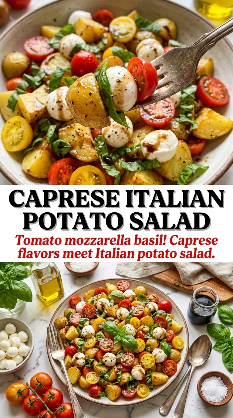 Italian Potato Salad with Salami, Mozzarella, Basil, savory, chilled