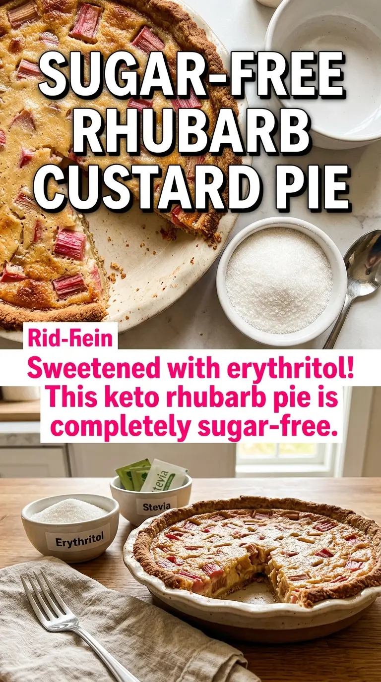 Keto Rhubarb Custard Pie creamy tart almond crust