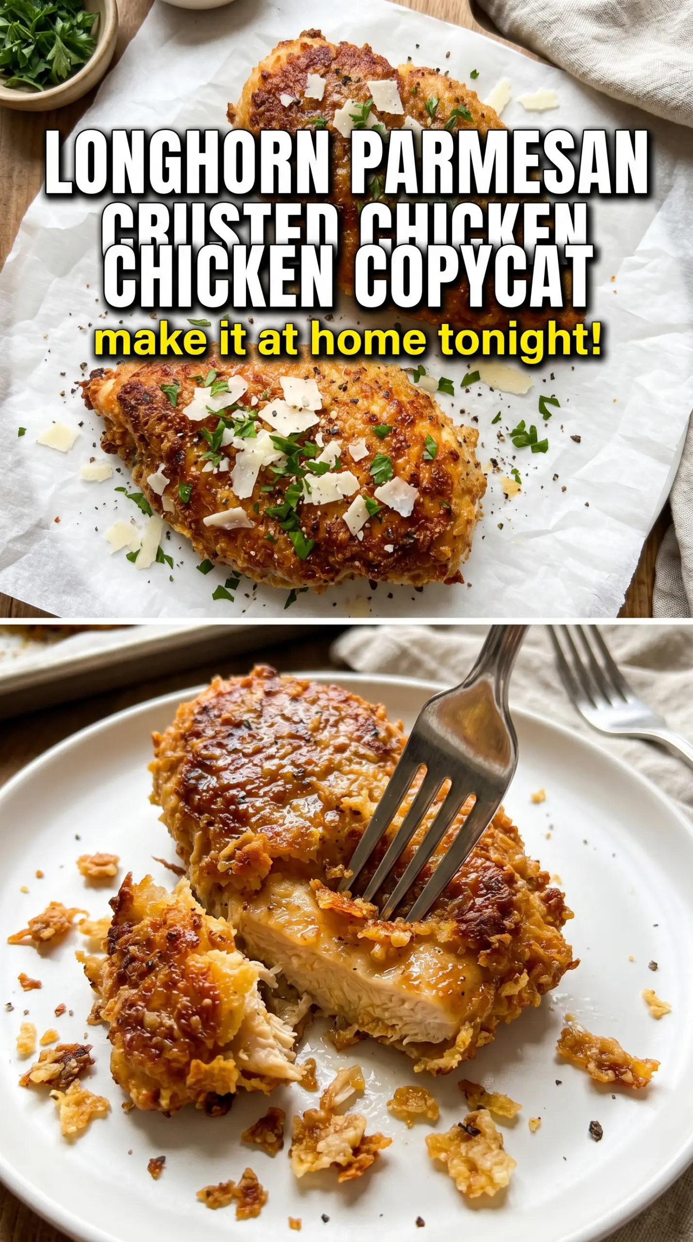 Longhorn Steakhouse Parmesan chicken golden cheesy