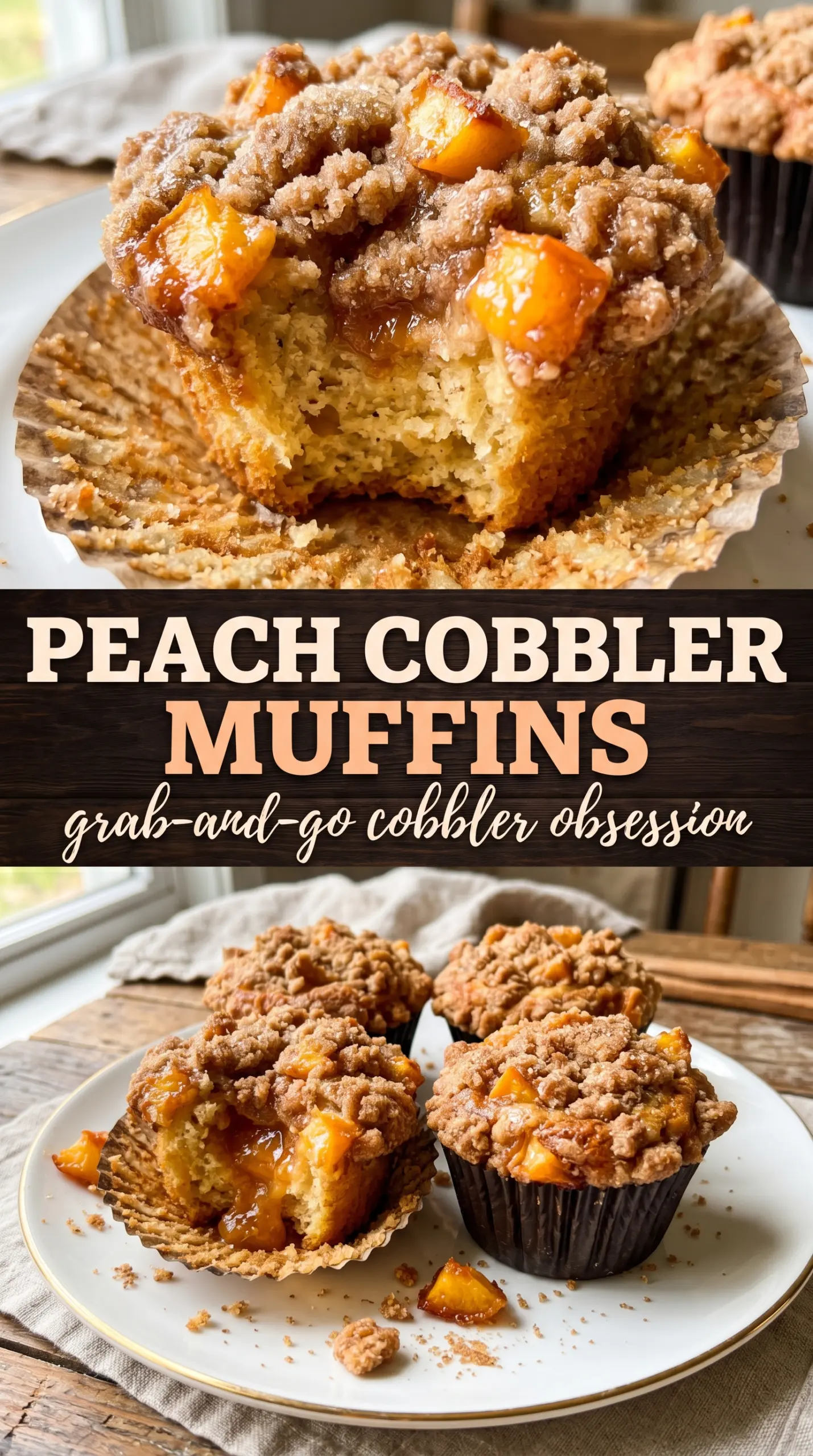 Peach Cobbler Muffins peachy crumbly bakery-style