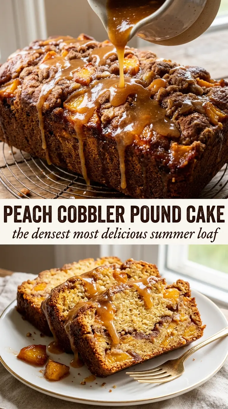 Warm peach cobbler with topping