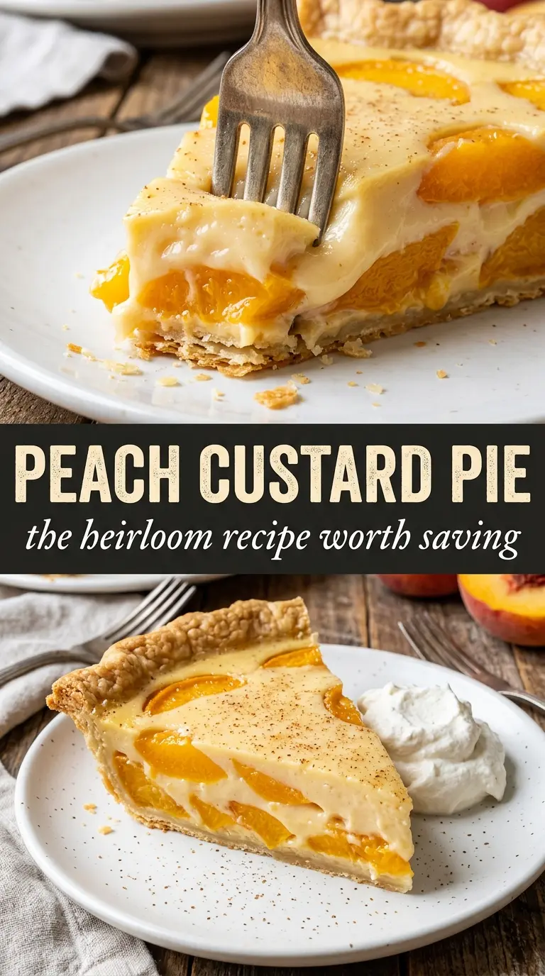 Peach Custard Pie silky vanilla, golden