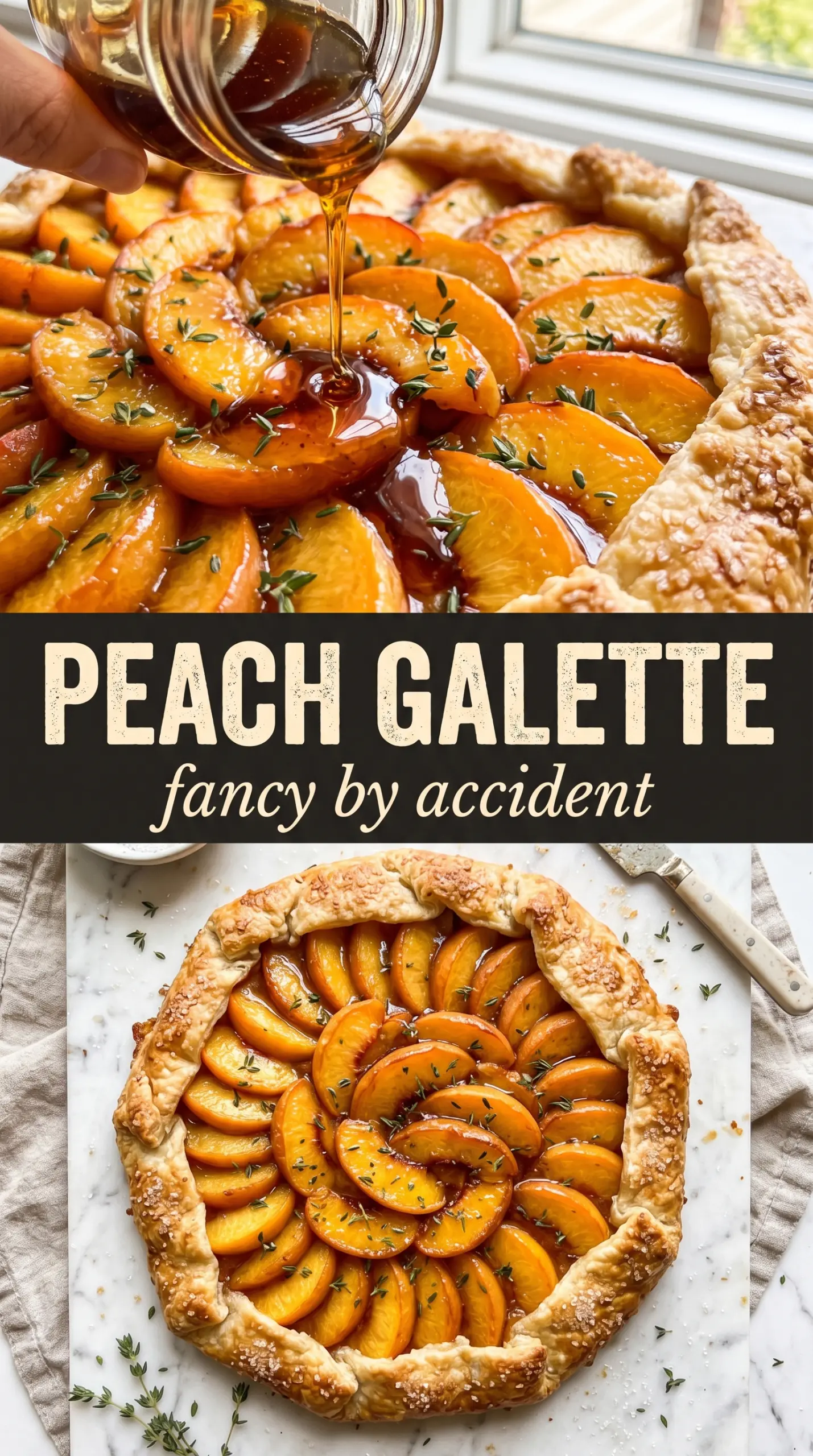 Peach galette rustic flaky caramelized