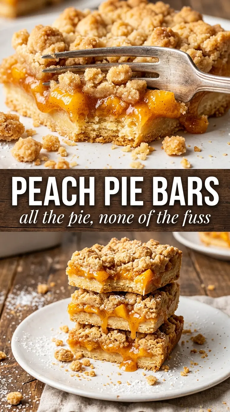 Peach Pie Bars buttery crumble, spiced filling