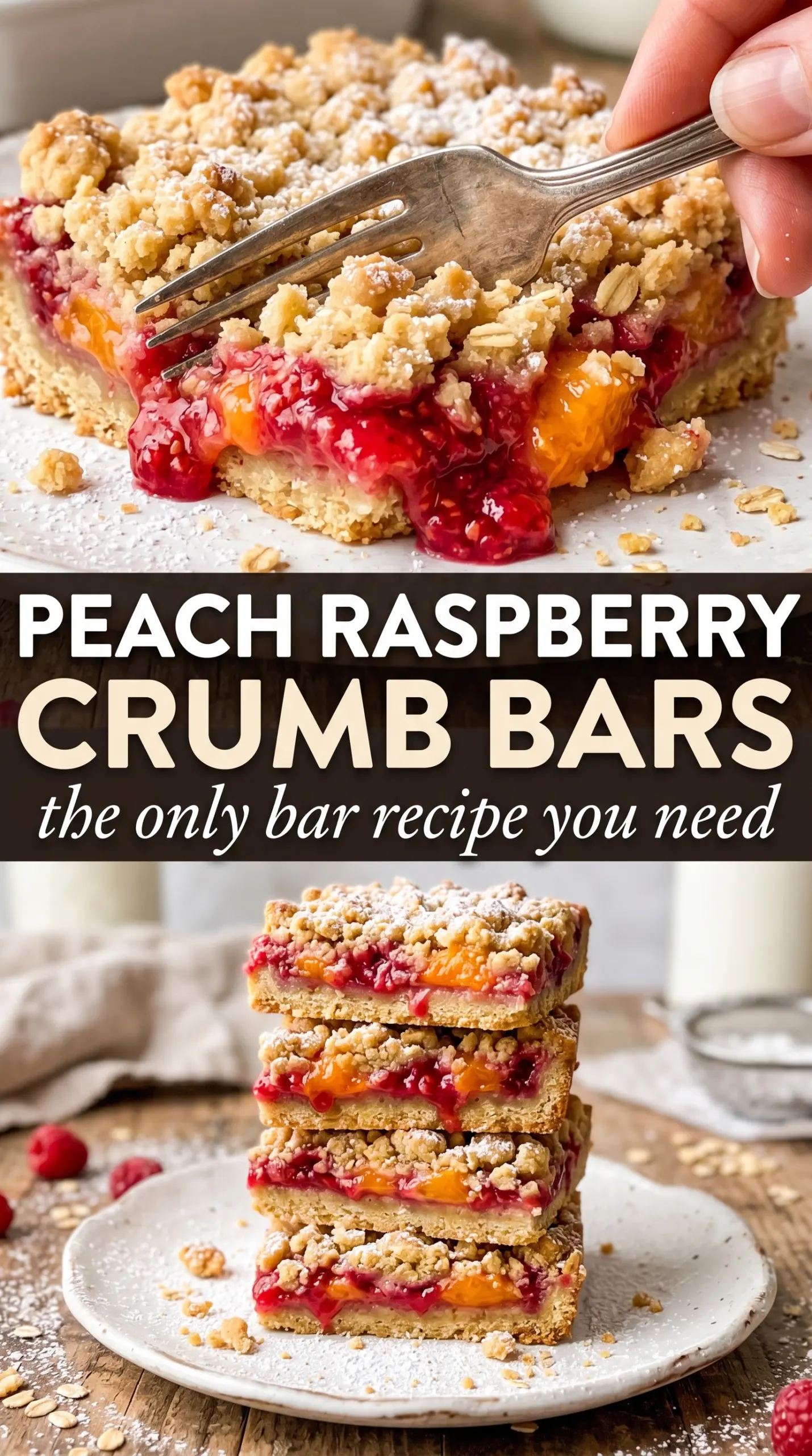 Peach Raspberry Crumb Bars buttery crumbly fruity