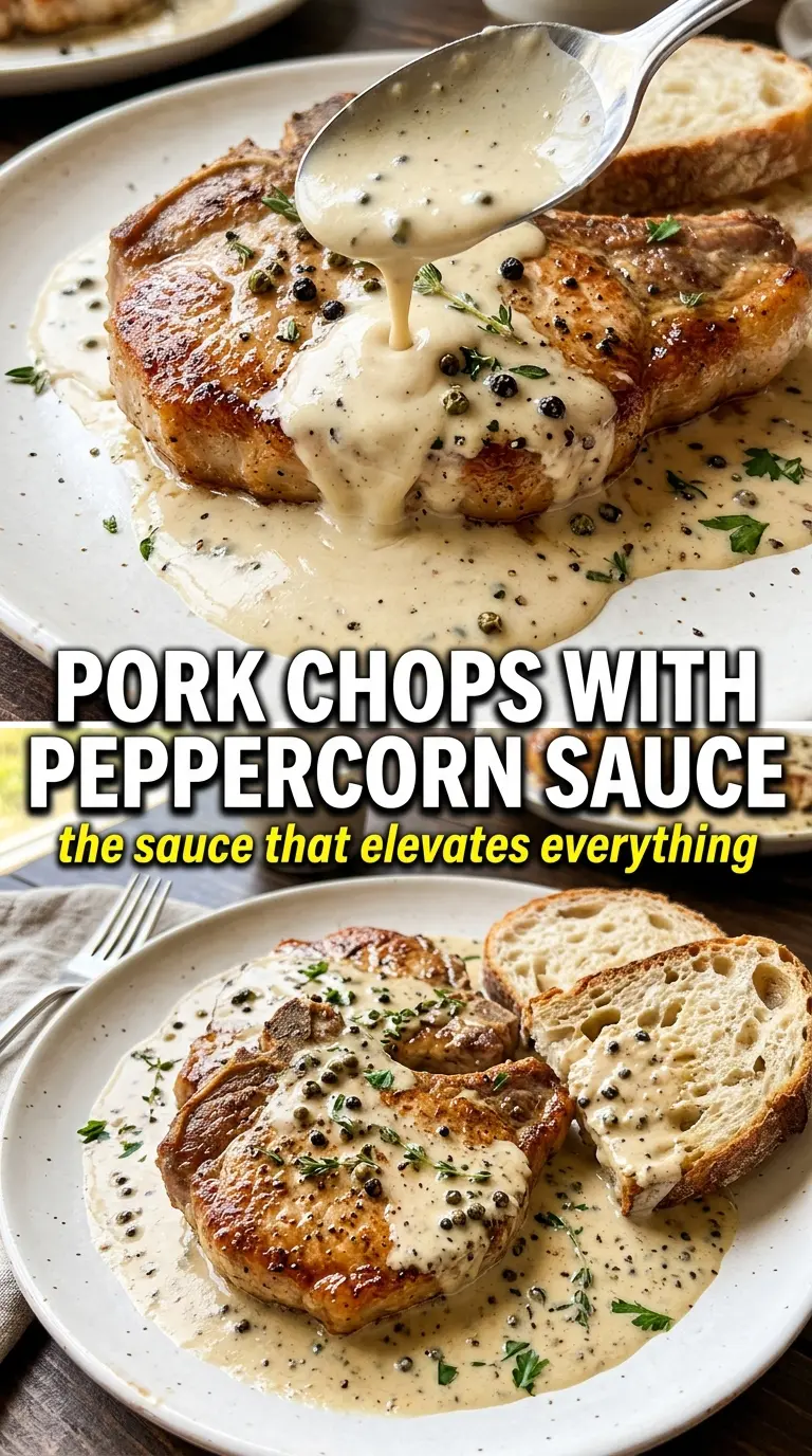 Cooked pork chops or roast with sauce