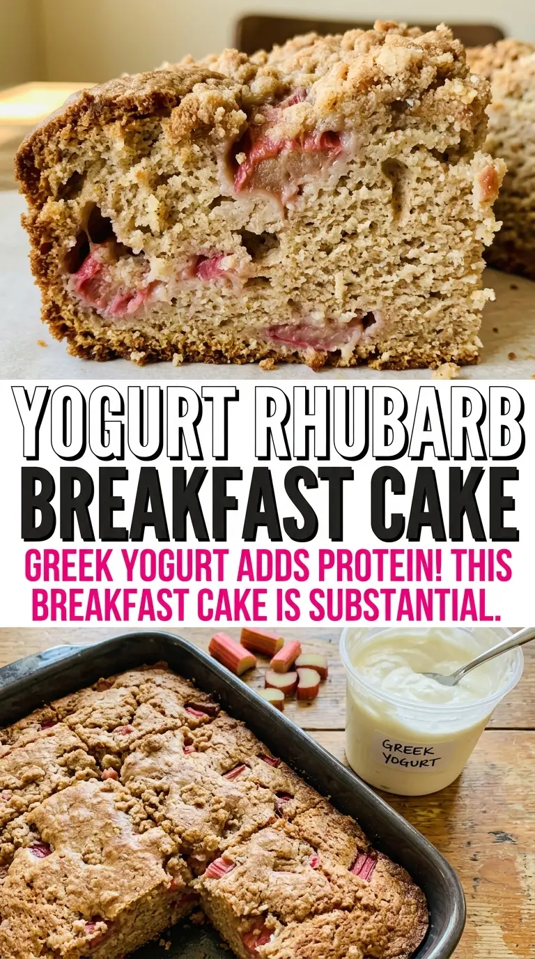 Rhubarb Breakfast Cake tender crumb, cinnamon topping