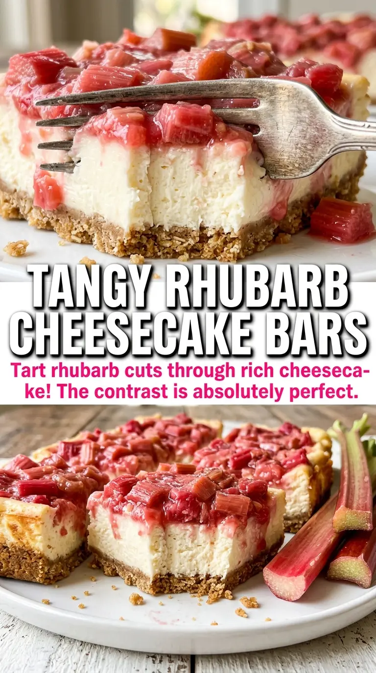 Rhubarb Cheesecake Squares creamy layered dessert