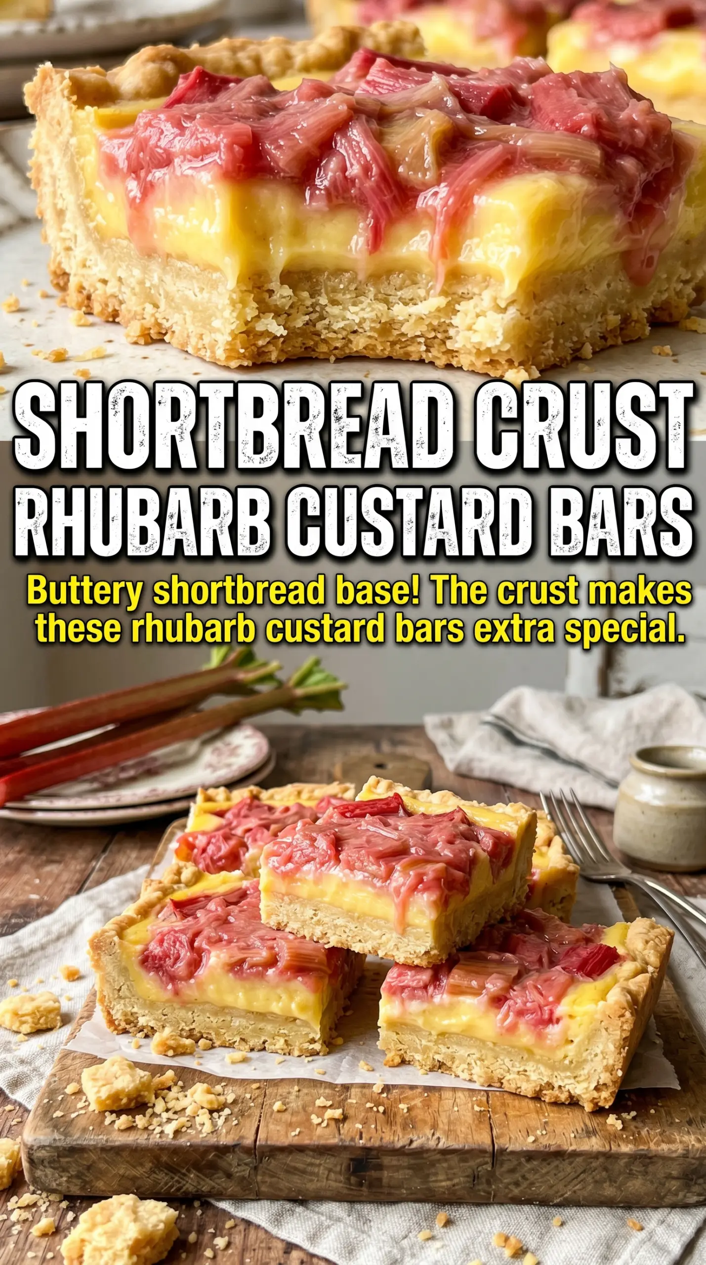 Rhubarb Custard Bars creamy layered dessert